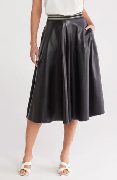 Halogen ® Faux Leather Wide Leg Culottes In Rich Black
