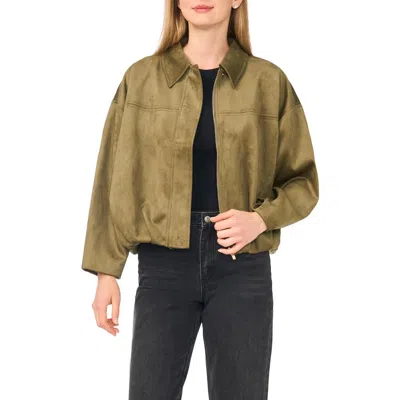 Halogen ® Faux Suede Bubble Bomber Jacket In Luxe Olive