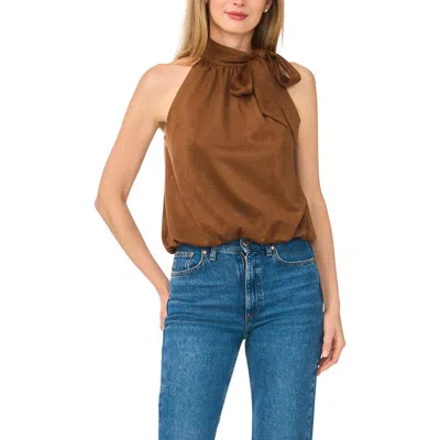 Halogen ® Faux Suede Halter Bubble Top In Brown