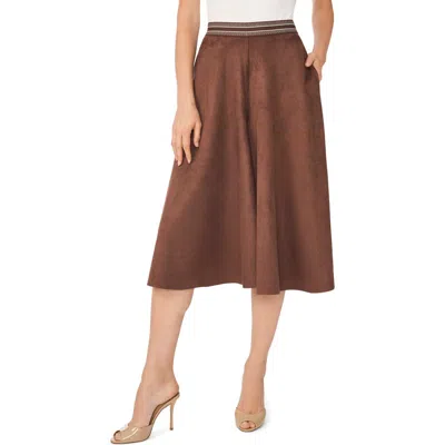 Halogen ® Faux Suede Wide Leg Culotte Pants In Brown