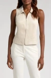 Halogen ® Faux Suede Zip Front Vest In White