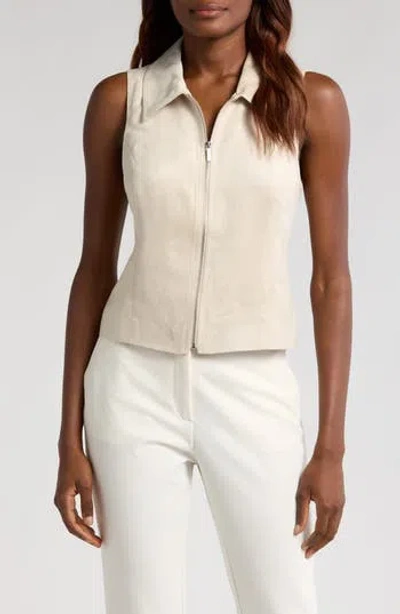 Halogen ® Faux Suede Zip Front Vest In White