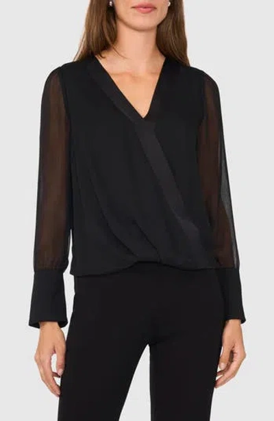Halogen ® Faux Wrap Chiffon Top In Rich Black