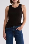 Halogen ® Fitted Ribbed Tank Top In Black