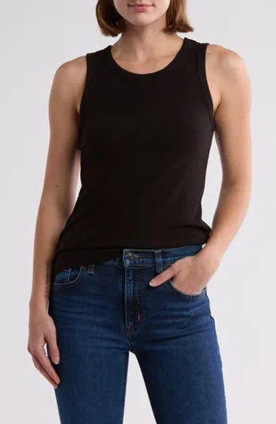Halogen ® Fitted Ribbed Tank Top In Black