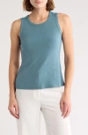Halogen ® Fitted Ribbed Tank Top In Blue Tapestry
