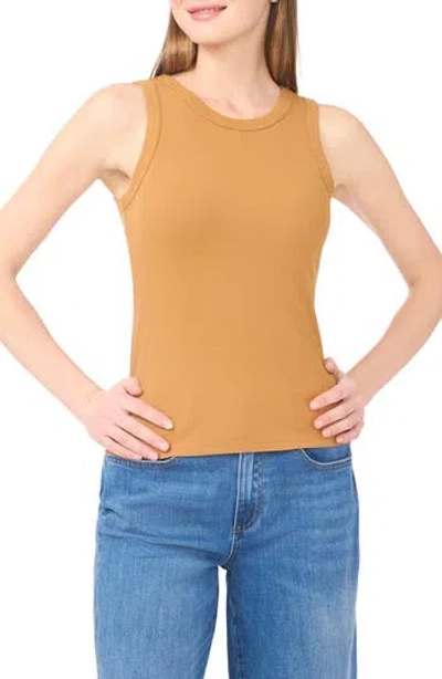 Halogen ® Fitted Ribbed Tank Top In Brown