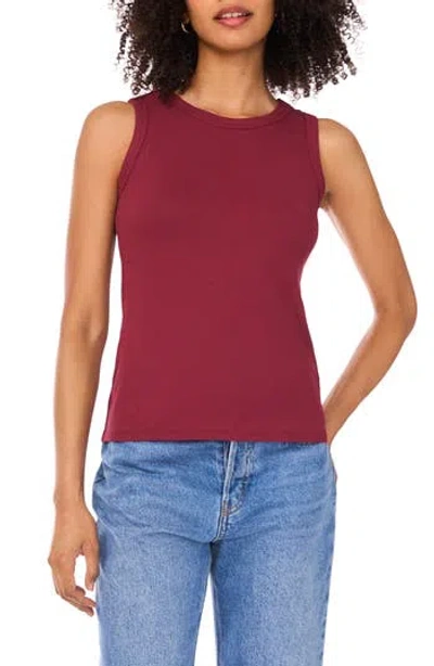 Halogen ® Fitted Ribbed Tank Top In Burgundy