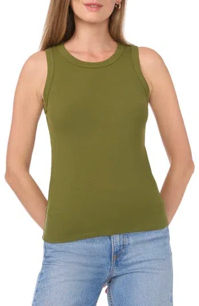 Halogen ® Fitted Ribbed Tank Top In Green