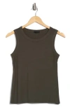 Halogen ® Fitted Ribbed Tank Top In Grey Beluga