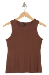 Halogen ® Fitted Ribbed Tank Top In Mocha Brown