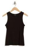 Halogen ® Fitted Ribbed Tank Top In Rich Black