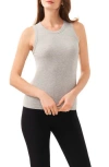 Halogen ® Fitted Ribbed Tank Top In Silver Heather Grey