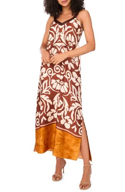 Halogen ® Floral Border Print Sleeveless Satin Maxi Dress In Multi