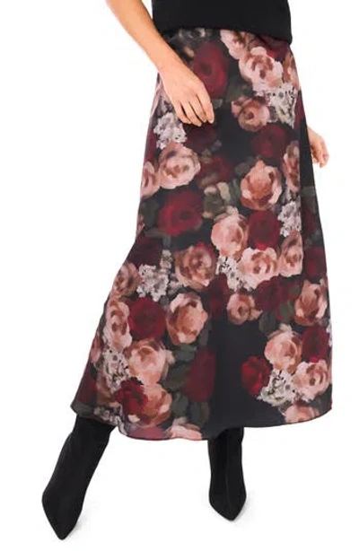 Halogen ® Floral Charmeuse Midi Skirt In Black
