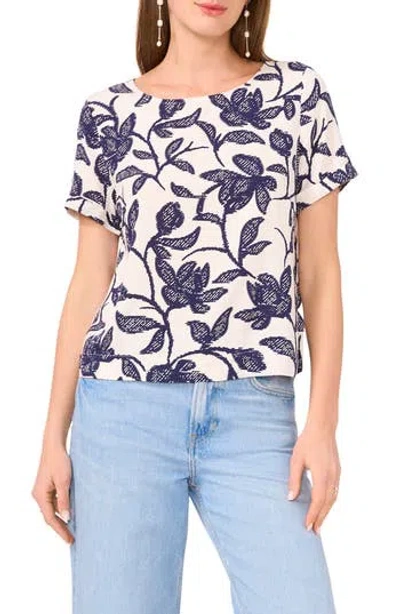 Halogen ® Floral Cuffed Sleeve Top In Birch Sketch Leaf