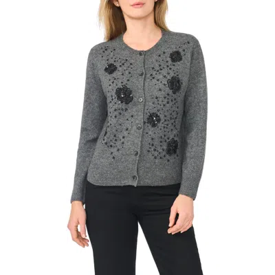 Halogen ® Floral Embellished Cardigan In Medium Heather Grey