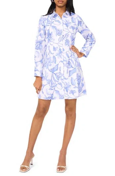 Halogen ® Floral Long Sleeve Shirtdress In Lucent White