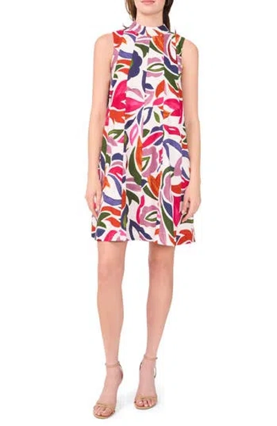 Halogen ® Floral Panel Linen Blend Dress In Multi
