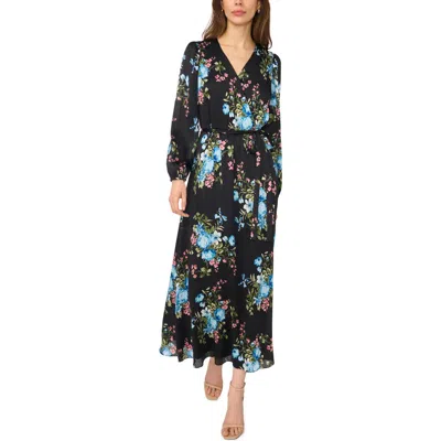 Halogen ® Floral Print Surplice Neck Maxi Dress In Black