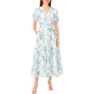 Halogen ® Floral Puff Sleeve Tiered Maxi Dress In Blue