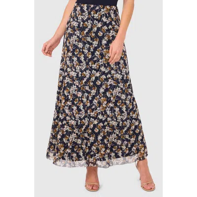 Halogen ® Floral Pull-on Mesh Maxi Skirt In Classic Navy Blue Floral