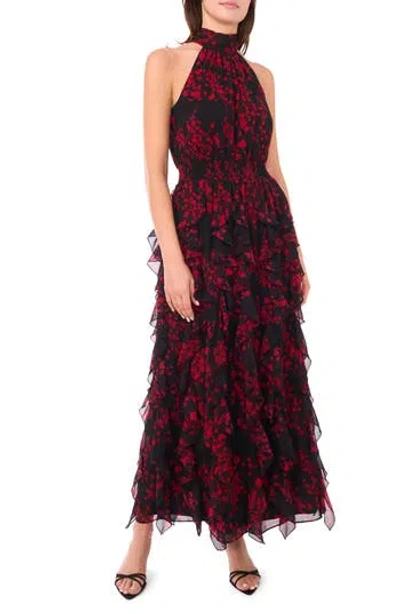 Halogen ® Floral Sleeveless Ruffle Maxi Dress In Brown