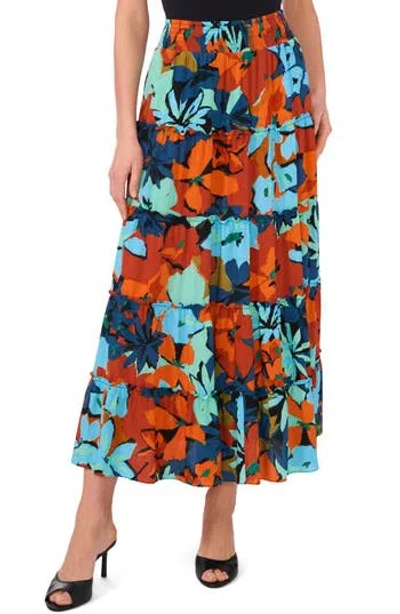 Halogen ® Floral Tiered Maxi Skirt In Blue/green Artistic Floral