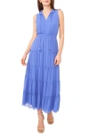 Halogen Floral Tiered Smocked Waist Maxi Dress In Blue