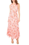 Halogen Floral Tiered Smocked Waist Maxi Dress In Bright White