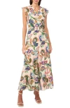 Halogen ® Flutter Sleeve Tiered Maxi Dress