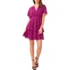 Halogen Flutter Sleeve Tiered Ruffle Chiffon Dress In Boysenberry Purple