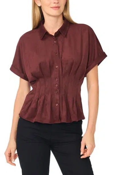 Halogen ® Gathered Faux Suede Top In Red