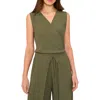 Halogen ® Gauze Textured Faux Wrap Top In Clover