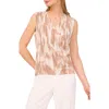 Halogen ® Gauze Textured Faux Wrap Top In Oxford Tan Marble