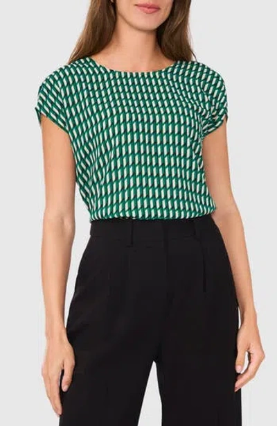 Halogen ® Geo Print Cap Sleeve Shell In Pine Needle Green