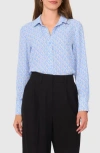 Halogen ® Geo Print Crepe Button-up Shirt In Blue