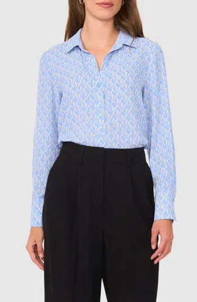 Halogen ® Geo Print Crepe Button-up Shirt In Blue