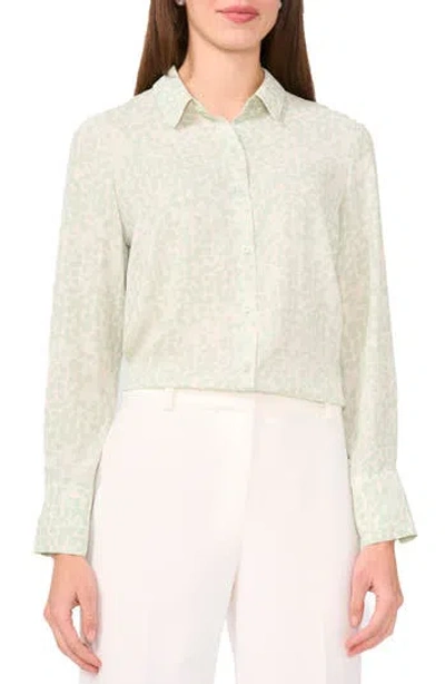 Halogen ® Geo Print Crepe Button-up Shirt In Green