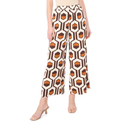 Halogen ® Geo Print Wide Leg Pants In Brown
