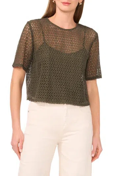 Halogen ® Geometric Openwork T-shirt In Grapeleaf