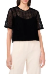 Halogen ® Geometric Openwork T-shirt In Rich Black