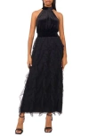 Halogen ® Halter Neck Cascading Ruffle Maxi Dress In Black