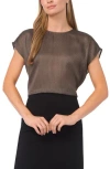 Halogen ® Herringbone Print Cap Sleeve Shell In Brown