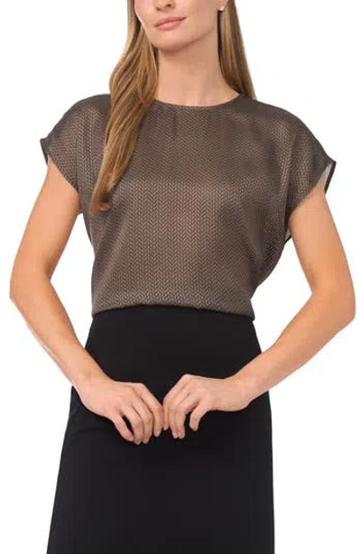 Halogen ® Herringbone Print Cap Sleeve Shell In Brown