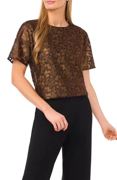 Halogen ® Lace Short Sleeve Top In Brown