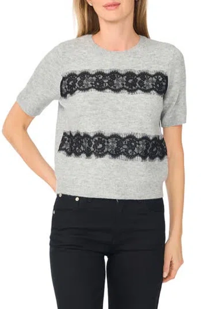 Halogen ® Lace Trim Short Sleeve Sweater In Gray