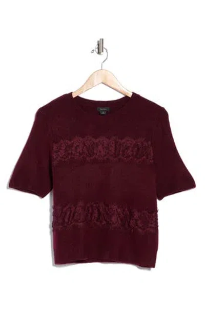 Halogen ® Lace Trim Short Sleeve Sweater In Multi