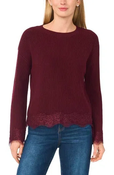 Halogen ® Lace Trim Sweater In Burgundy