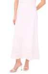 Halogen ® Ladder Stitch Accent Bias Cut Linen Blend Midi Skirt In White